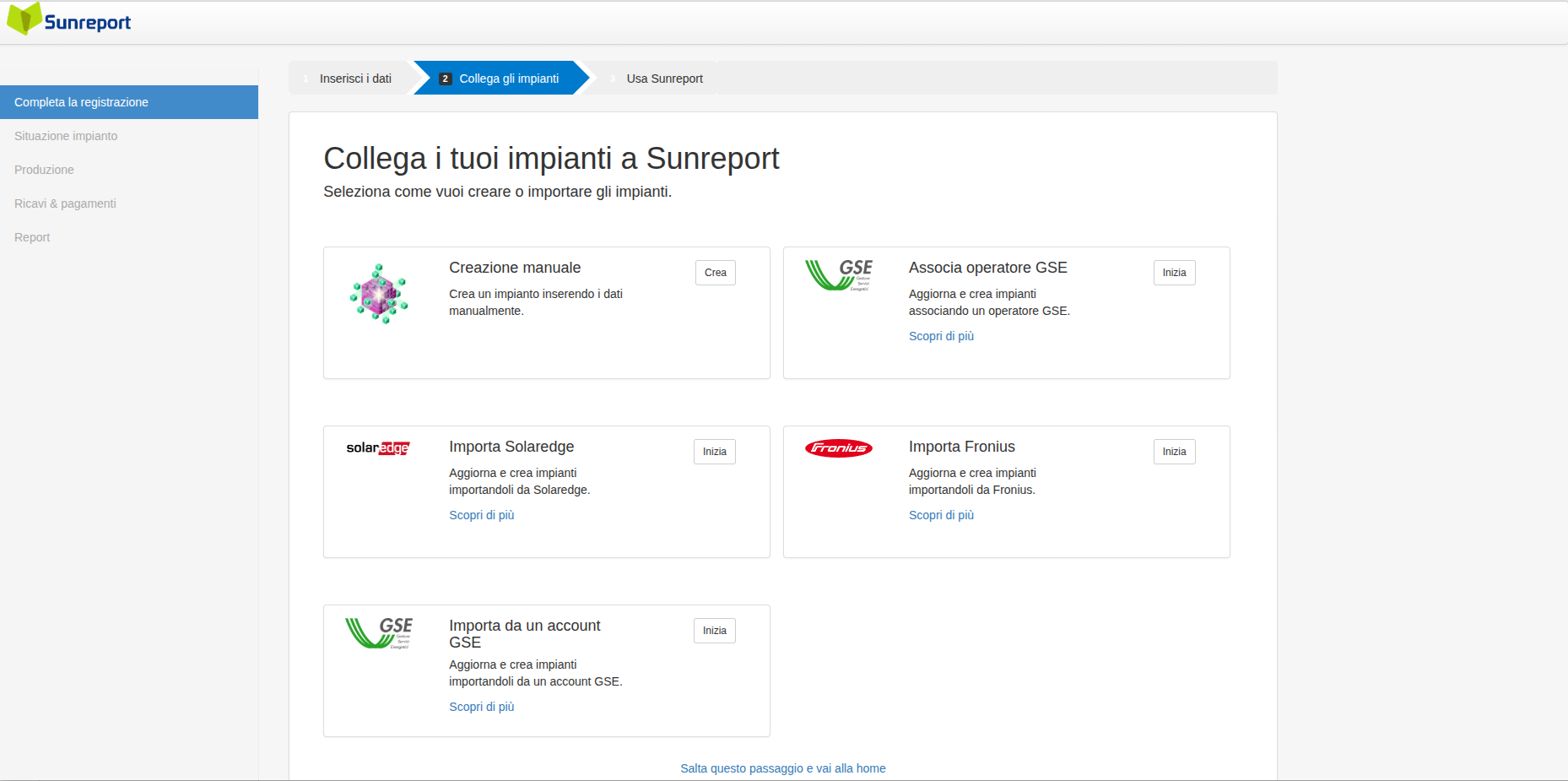 Import impianti